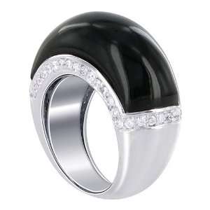   Onyx with Cubic Zirconia Polish Finished 8mm Band Bubble Ring Size 8