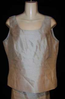 KASPER~3pc Taupe Brown Braids Jacket Tank Skirt Suit~10  