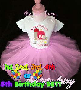 Farm Barnyard Birthday girl shirt & pink tutu set outfit name age 1st 
