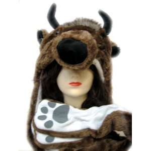 Plush Buffalo Animal Hat   Buffalo Hat with Ear Flaps and 