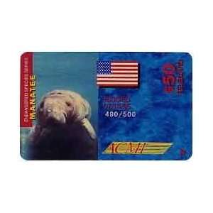 Collectible Phone Card $50. Manatee Swimming Endangered Species & USA 