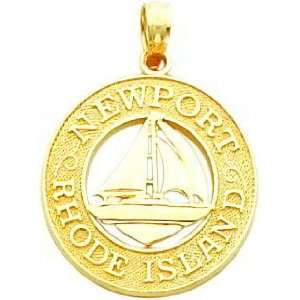  14K Gold Newport Rhode Island & Sailboat Charm Jewelry