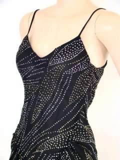 VTG 80s Glitter Leaf Bias Cut Petal Hem Harem Skirt Party Dress M 