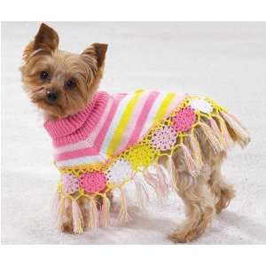 Multi Colored Striped Dog Poncho Sweater LARGE (L 