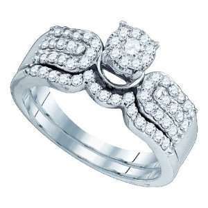 64ct Diamond Wedding set 2pc Engagement Ring + band White Gold 10K 