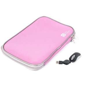 DURAGADGET Pink 16 Neoprene Laptop Zip Case With USB Mini Mouse (Fits 