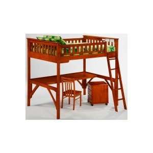 Spice Cherry Ginger Bunk Bed with Straight Desk 