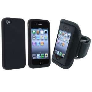  Deluxe Sport / running ArmBand + Black Silicone Skin Case 