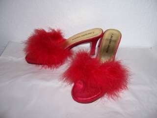 JACQUES LEVINE RED SATIN BRIDAL SLIPPERS 7M  