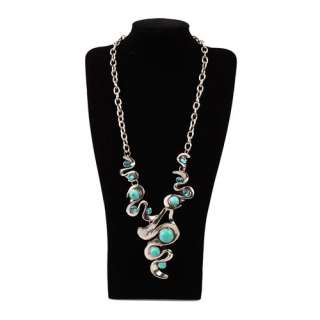 Elegant Irregular Pendant Turquoise Rhinestone Necklace  