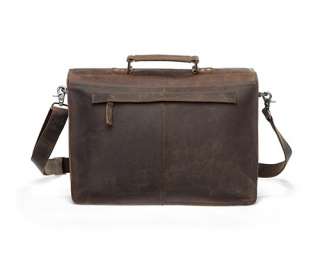 Vintage Style Large Leather Briefcase Messenger Bag Double Gussets 