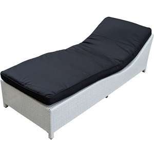  Surmount Outdoor Chaise Lounge In White and Black Cushions 