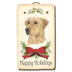   Maine Stenciled 8x14 Slate Yellow Lab Holiday Sign