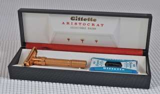 1962 Gillette Gold Aristocrat Adjustable Safety Razor Set  