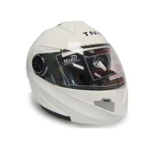  White Dual Visor Modular Motorcycle Flip Up Helmet DOT 