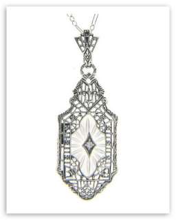 Antique Style Sunray Crystal Filigree Pendant Diamond  