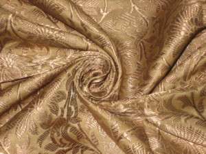 Pure Heavy Silk Brocade Fabric Gold & Antique Gold  
