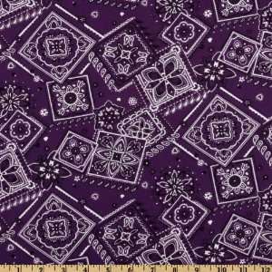   Cattle Call Bandana Purple Fabric By The Yard Arts, Crafts & Sewing