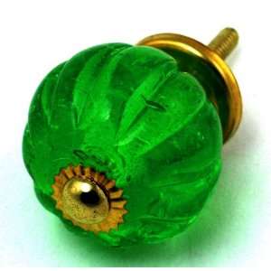 Emerald Green Glass Cabinet Knobs (6pc) Drawer Dresser Pulls & Handles 