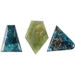 Lot of Three Gemstone Cabochons (Azure Malachite and Canadian Jade)  