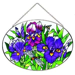  Purple Irises   Suncatcher by Joan Baker