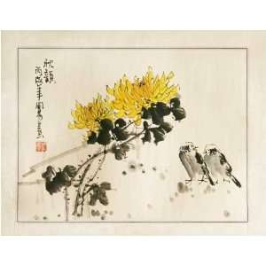  Chinese Sumi e Brush Painting Art, Watercolor on Paper 