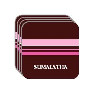 Personal Name Gift   SUMALATHA Set of 4 Mini Mousepad Coasters (pink 