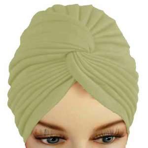  Ivory Pleated Turban Hat Head Cover Sun Cap