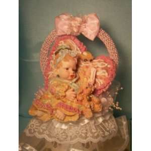  Baby Girl on a Pink Pillow Cake Top Centerpiece Decoration 