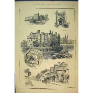  1886 Hever Castle Chiddingstone Kent Castle Park Print 