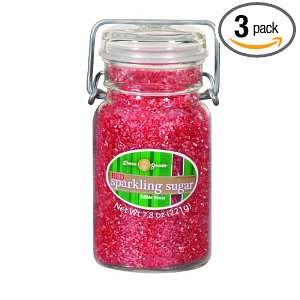 Dean Jacobs Red Sparkling Sugar Glass Jar with Wire, 7.8 Ounce (Pack 