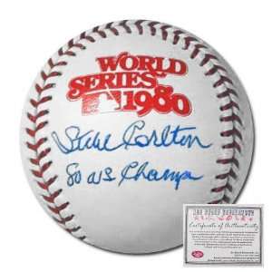  Steve Carlton Autographed Baseball with 80 WS Champs 
