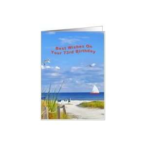  73rd, Birthday, Beach and Ocean View Card Toys & Games