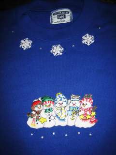christmas winter snowmen blue sweatshirt prev stop play next