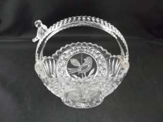 Hofbauer Pressed Crystal Byrdes Collection Basket Bird on Handle and 