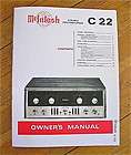 McIntosh C22 1960s Tube PreAmplifier OWNERS MANUAL