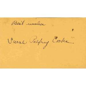  Sarah Palfrey Cooke Autographed Government Post 3x5 Card 