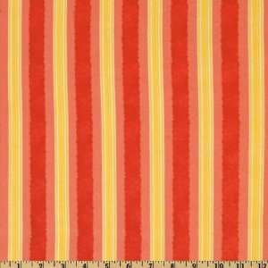   Folk Tale Friends Flannel Wide Stripe Red Fabric By The Yard Arts