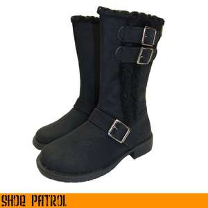 NEW Girls Junior Black Mid Calf Winter Boots (size Eur 28 36)  