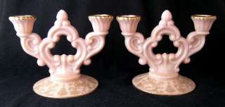 Cambridge crown tuscan ROSEPOINT candleholders, pair  