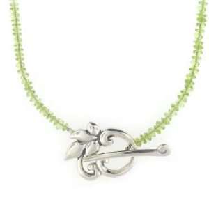 Anna Perrone Fancy Clasp Peridot Necklace Finished with .925 Sterling 