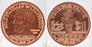 2008 Copper Ron Paul Liberty Dollar   Norfed 1 oz.  