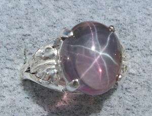 11X9MM PURPLE LINDY LINDE STAR SAPPHIRE CREATED SS RING  