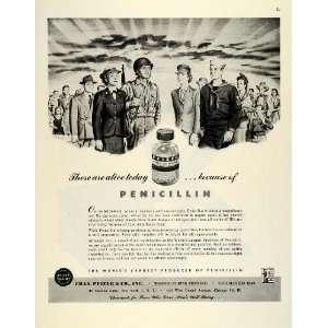  1945 Ad Pfizer Penicillin WWII War Production Medical 
