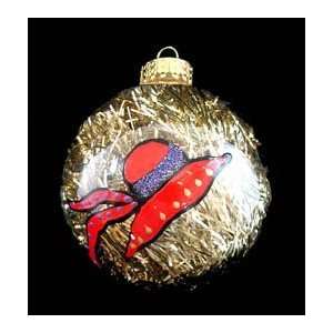  Red Hat Dazzle Design   Hand Painted   Glass Ornament   3 