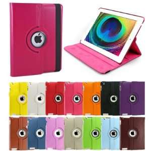   Red 360 Rotating Swivel Magnetic Smart Leather Stand Cover Case Ipad 2