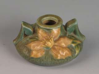   Roseville Pottery Clematis Green Candleholders Candle Holders 1158 2