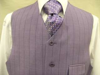 New Georgio Brutini Fashion 3 Pc Suit w/Vest Purple Pinstripe 4 