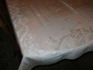 VINTAGE SQUARE PEACH DAMASK TABLECLOTH 53 X 53  