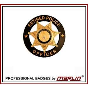  Retired Police Officer 7 Pt. Ball Tip Black & Gold Badge 2 